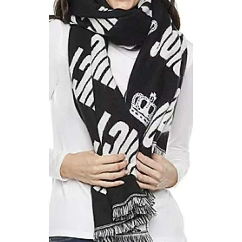 Juicy Couture NWT Black White Crown Juicy Spellout 72”‎ Knit Scarf